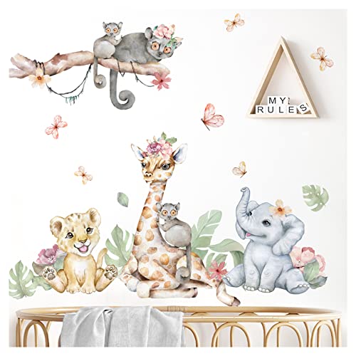 Grandora XXL Set Safari Tiere Wandtattoo für Kinderzimmer Dschungel Wandsticker für Babyzimmer Wandaufkleber Deko DL852 XL - 128 x 108 cm (BxH) von Grandora