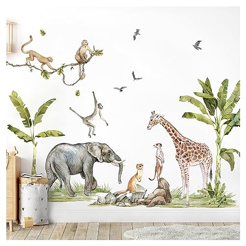 Grandora XXL Wandsticker Set Safari Baum Tiere Wandtattoo für Kinderzimmer DL764-5 von Grandora