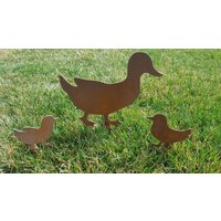 Ente Und Entenküken. Metall Art. Gartenkunst. Rusty Garten Dekor. Ente, Entenküken Vintage Wohndekor von GrandpaRmetalDecor