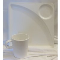 Swid Powell Platz Mittagessen Platte Mit 10 Unzen Tasse Weiß Matt Steinzeug Swid Powell Platz Mittagessen Platte Mit 10 Unzen Tasse Weiß Matt Steinzeug von GraniAttic