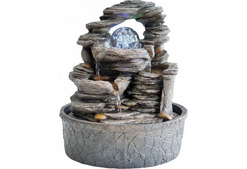 Granimex Gartenbrunnen Granimex Hiroto Raumbrunnen inkl. Glaskugel Pumpe und LED-Beleuchtung von Granimex