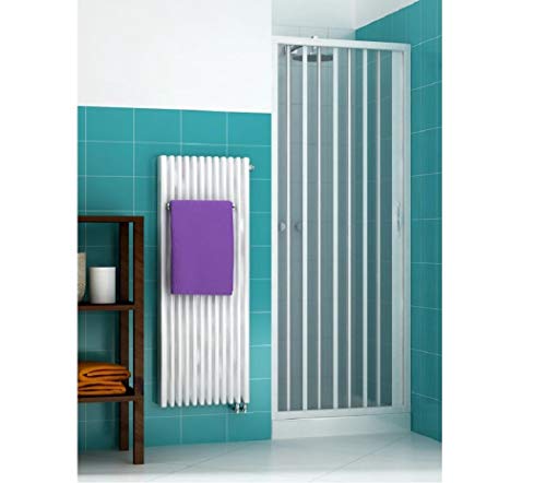 Faltbare Duschtür aus PVC für Nischen, weiß, seitliche Öffnung, Breite 90 cm, Höhe 195 cm von Granisud