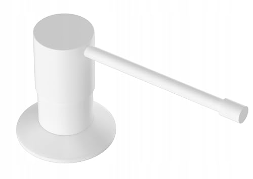 GRANITAN Einbau-Seifenspender 400ML Messing und PVC Kunststoff Set- Küchenspüle nachfüllbar Spülmittelspender Einbau-Seifenspender Pumpe Round weiß, Seifenspender für Waschbecken von Granitan