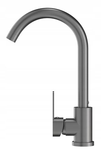 Granitan ® Prestige Küchenarmatur, Spültischarmatur mit 360° drehbarem Auslauf Badarmatur, Hochdruck-Küchenarmatur, Keramikkopf, Armaturenset für Bad, Küche, Restaurant, Hotel (Grau Metal) von Granitan