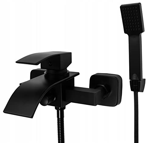 Granitan Badewannenarmatur mit Handbrause - Modisch und Funktionell Wasserhahn Badewanne - Einhand Badewannenarmatur Wasserfall aus Messing - Schwarz - Elsa Granitan Badewannenarmatur mit Handbrause - Modisch und Funktionell Wasserhahn Badewanne - Einhand Badewannenarmatur Wasserfall aus Messing - Schwarz - Elsa von Granitan