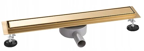 Granitan Edelstahl-Linienablauf, 60 cm Gold, Komplett-Set mit extra flachem Ablauf, Geruchssperre und Matte - Bodenablauf - komplett mit Bodenverankerung Granitan Edelstahl-Linienablauf, 60 cm Gold, Komplett-Set mit extra flachem Ablauf, Geruchssperre und Matte - Bodenablauf - komplett mit Bodenverankerung von Granitan