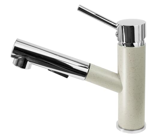 Granitan Wasserhahn Küche Cado - Küchenarmatur Einzelhebel - Stehend Spülbecken – Mischbatterie Küche mit ausziehbarem Auslauf – 17,5 cm -Beige Granitan Wasserhahn Küche Cado - Küchenarmatur Einzelhebel - Stehend Spülbecken – Mischbatterie Küche mit ausziehbarem Auslauf – 17,5 cm -Beige von Granitan