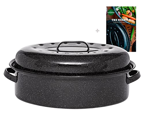 Graniteware - Roaster Bräter aus emailliertem Stahl + Rezeptbuch - Groß von Granite Ware