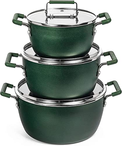 Granitestone 6-teiliges stapelbares Topf-Set, stapelbare Antihaft-Töpfe mit Deckel, Kochtopf-Set, Suppentopf-Set mit 1,5/3/5 Qt Töpfen mit Deckel, Induktionskochgeschirr, spülmaschinenfest, ungiftig – von Granitestone