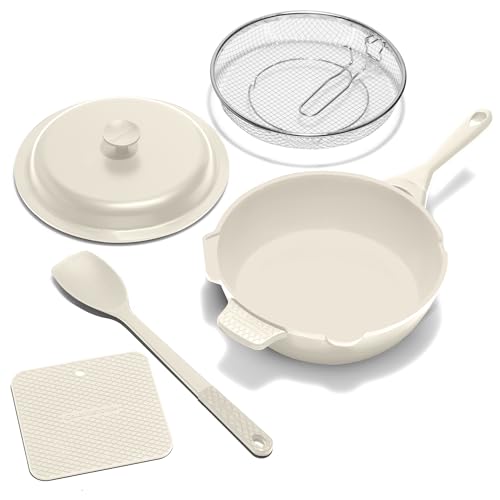 ZUKA 10-in-1-Keramikpfanne von Granitestone, große 25,4 cm große Sautepfanne mit Deckel, dient als tiefe Bratpfannen-Set mit Dampfgarer, Alltagspfanne, ungiftige Keramik-Antihaftbeschichtung ZUKA 10-in-1-Keramikpfanne von Granitestone, große 25,4 cm große Sautepfanne mit Deckel, dient als tiefe Bratpfannen-Set mit Dampfgarer, Alltagspfanne, ungiftige Keramik-Antihaftbeschichtung von Granitestone