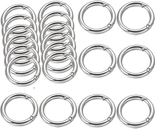 Spring O Rings Round Carabiner Snap Clip,20Pcs Spring O Ring Zinc Alloy Spring Clip,Spring O Rings, Spring Snap for Keychain Necklace Jewelry DIY Key Chains, Bag,Purse(Silver) von Granmagazz