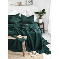 Waffel Decke in Jungle Green. Extra Weiche Decke. Bettbezug Aus Leinen-Baumwolle. Dunkelgrün Tagesdecke von GrannetHome