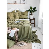 Waffel Decke in Olive Grün. Extra Weiche Decke. Bettbezug Aus Leinen-Baumwolle. Olivgrün Tagesdecke von GrannetHome