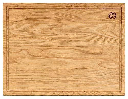 Granny's World® Vollholz Schneidebrett aus Eichenholz | Groß 40 x 30 x 2cm | Robust & langlebig | Nachhaltige Forstwirtschaft aus Europa | Servierbrett | Antibakterielles Küchenbrett | Eichenbrett von Granny's World