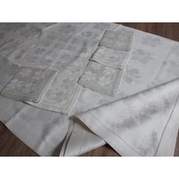 Jugendstil Damast Tischtuch Und 6 Servietten Jugendstil Damast Tischtuch Und 6 Servietten von GrannysGoodiesDE