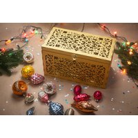 Gold Weihnachtsschmuck Erinnerungsbox Laser-Geschnittenes Weihnachtsdekor Aus Holz von Grannysbox