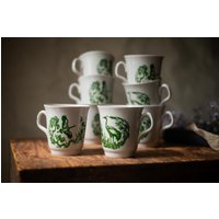 Kranich Reiher Tassen, Grüne Vogel Print Porzellantassen, Vintage Cottagecore Küche Dekor Kranich Reiher Tassen, Grüne Vogel Print Porzellantassen, Vintage Cottagecore Küche Dekor von Grannysbox