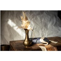 Messing Krug, 1970Er Jahre Vintage, Mid Century Dekorativer Geätzter Boho Messingvase-Dekor von Grannysbox