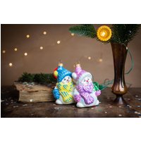 Schneemann Glas Christbaumschmuck, Handgemalte Weihnachtsbaumschmuck, Rustikale Niedliche Weihnachtsdekoration von Grannysbox