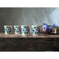 Vintage Keramik Wodka Shots Set, Rustikale Schnapsgläser, Barzubehör von Grannysbox