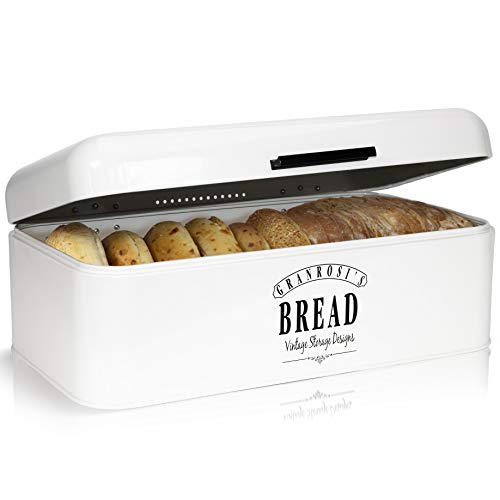 Granrosi Brotkasten - Retro-Brotbox mit Scharnierdeckel -platzsparende Aufbewahrungsbox für längeres und frischeres Essen - Brottopf - Brotaufbewahrung - Cremeweiß Granrosi Brotkasten - Retro-Brotbox mit Scharnierdeckel -platzsparende Aufbewahrungsbox für längeres und frischeres Essen - Brottopf - Brotaufbewahrung - Cremeweiß von Granrosi