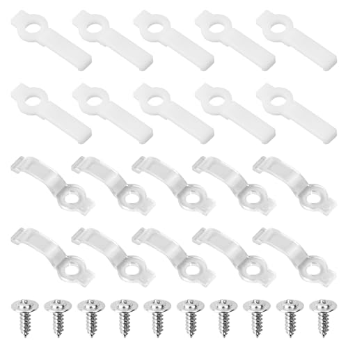 200 Stück Led Strip Halterung Befestigung Clips, Licht Montagehalterung, Einen Seite Befestigungsleiste für 8/10mm Breite Lichtstreifen, mit 200 Stk Nichtmagnetischen Schrauben, 2 Arten (10mm) von Granvoo