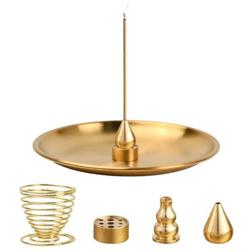 5 In 1 Weihrauchhalter für Stöcke, Messing Räucherstäbchen Halter, Zen Garden Brass Incense Sticks Holder Set, Aschefänger Weihrauch, Weihrauchbrenner für Yoga Meditation 5 In 1 Weihrauchhalter für Stöcke, Messing Räucherstäbchen Halter, Zen Garden Brass Incense Sticks Holder Set, Aschefänger Weihrauch, Weihrauchbrenner für Yoga Meditation von Granvoo