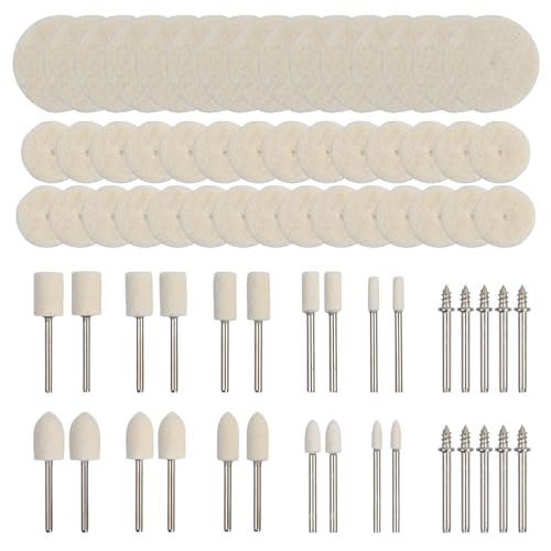 80PCS Wollfilz Polierscheiben, Wollfilz Polierscheibe Bohrmaschine mit 1/8" Schaft Polierzubehör, Filz Polieraufsatz Set Polierköpfe, Drehwerkzeug Polierset für Kunststoff Glas Metall Schmuck von Granvoo