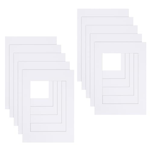 Granvoo 10 Pcs Passepartout Papier 15x20cm, Passe Partout Karton Rechteckig, Paspertout Rahmen Matten, Bilderrahmen Säurefrei Weiß für Einrahmen von Bilder Fotos Gemälde Poster (B) von Granvoo