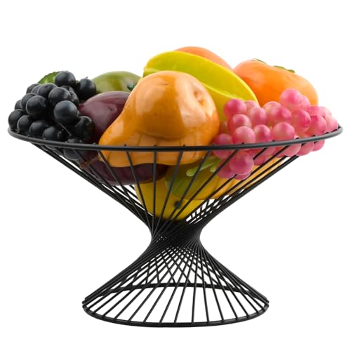 Granvoo Obstschale Schwarz Matt, Obstschale Etagere, Obstkörbe Metall, Obst Etagere, Obstschale Modern Groß, Früchtekorb, Draht Obstkorb, Gemüsekorb Küche, Obstschüssel für Obst, Gemüse, Brot, Snacks von Granvoo