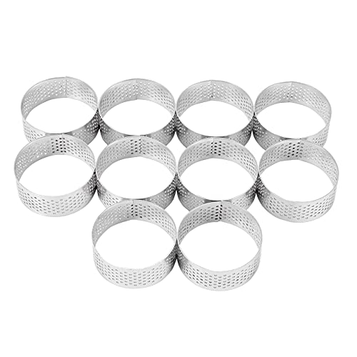 Graootoly 10 Pack 5Cm Stainless Steel Tart Ring, Heat-Resistant Perforated Cake Mousse Ring, Round Ring Baking Doughnut von Graootoly