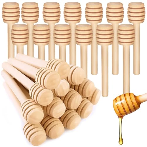 Graootoly 40 Stück Honiglöffelstäbchen, 8,9 cm, Mini-Holz-Wabenstäbchen für Honigglas, Dosierung von Honig von Graootoly
