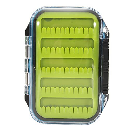 Graootoly Fliegenfischen-Box, griffiger Silikon-Einsatz, Tackle-Boxen, doppelseitig, transparenter Deckel, Fliegenbox, Angelzubehör, Grün von Graootoly