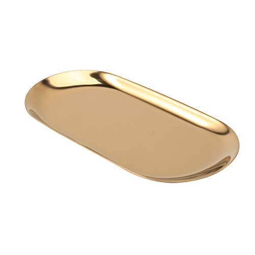 Graootoly Metal Storage Gold Oval Dotted Fruit Plate Small Items Jewelry Display Mirror von Graootoly