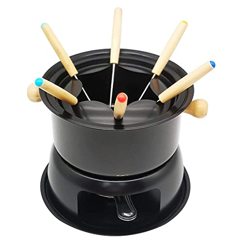 Graootoly Mini Stainless Steel Fondue Pot Set Cheese Chocolate Fondue 6 Dipping Forks and Removable Pot Melts Sauce Dip von Graootoly
