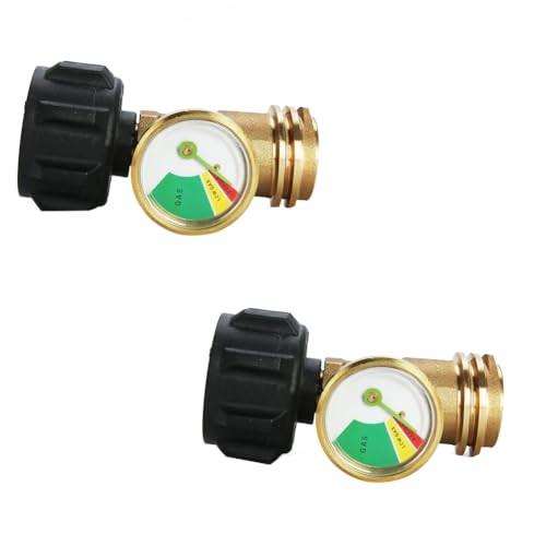 Graootoly Propan-Tankanzeige Füllstandsanzeige Lecksucher Gasdruckmessgerät Universal für alle Zylinder, massives Messing (2er-Pack) langlebig, einfache Installation von Graootoly