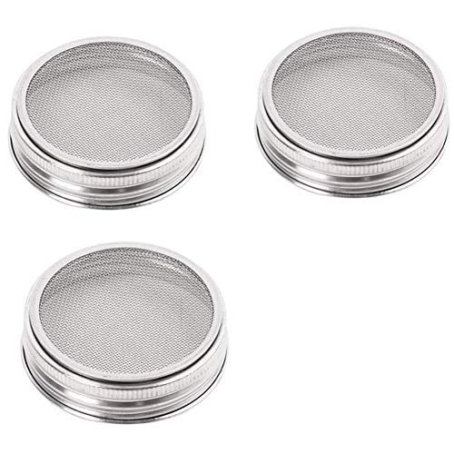 Graootoly Set of 3 Stainless Steel Sprouting Jar Lid Kit for Ventilation Fit for Wide Mouth Jars Canning Jars for Making Organic Sprout Seeds In Your House/Kitchen von Graootoly