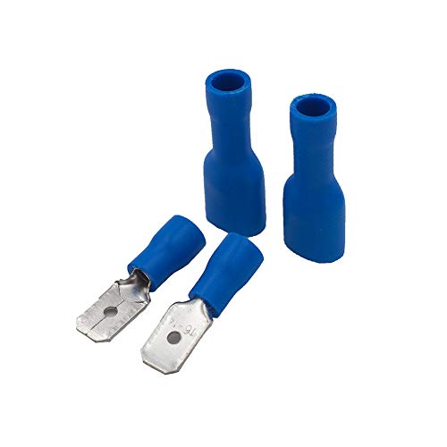Grapelet Kabelschuhe x 100 - Flachstecker Blau x 50 / Flachsteckhülsen Blau x 50 - Steckmaß 6,3 mm, Quetschverbinder, Isolierte - Für Kfz, Elektronik und Hobby von Grapelet