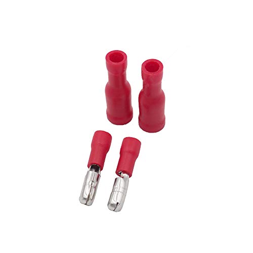 Grapelet Kabelschuhe x 100 - Rundstecker Rot x50 / Rundsteckhülsen Rot x50 - Quetschverbinder, Isolierte - Für Kfz, Elektronik und Hobby von Grapelet