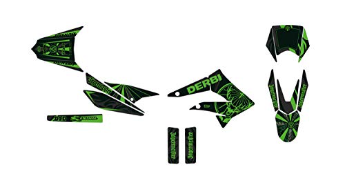 Deko-Set für Motorrad Cross Derbi X-Treme 50 von 2010 bis 2017, Transor, grün von Graph Cover