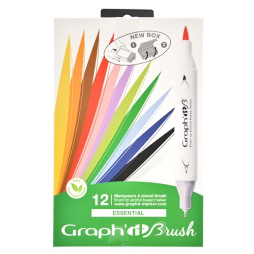 GRAPH'IT Brush Set mit 12 Markern mit doppelter Spitze – Essential Colors GRAPH'IT Brush Set mit 12 Markern mit doppelter Spitze – Essential Colors von GRAPH'IT