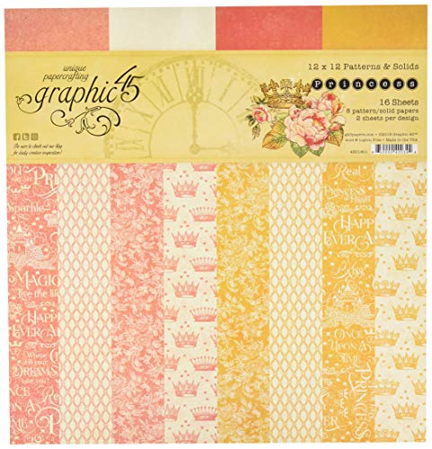 Graphic 45 557369 Princess 12x12 Patterns & Solid Pad Bastelpapier, multi, 12-x-12-Inch von Graphic 45