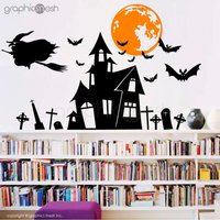 Haunted House - Wandtattoo Halloween Hexe Saisonale Einrichtung Von Graphicsmeshs von GraphicsMesh