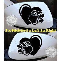 Herz Paw Print Aufkleber Auto Flügel Spiegel Stoßfänger Fenster Grafik Aufkleberbogen 2 von GraphicsnTees