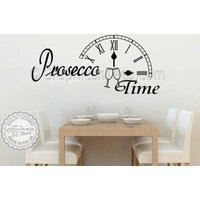 Prosecco Zeit Spaß Humorvoll Küche Esszimmer Wandaufkleber Zitat Bar Restaurant Wanddekor Abziehbilder von GraphicsnTees