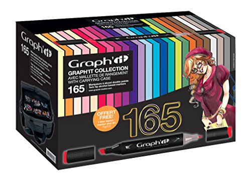 Graph'it Tasche mit kompletter Kollektion, 165 Marker in verschiedenen Farben von GRAPH'IT