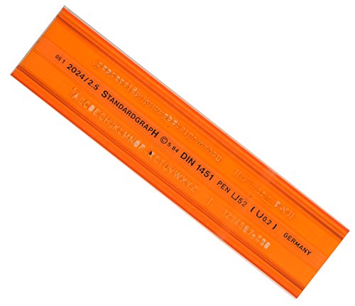 Briefkasten Grad Schriftschablone Iso 2,5 mm Transparent Orange von Graphoplex