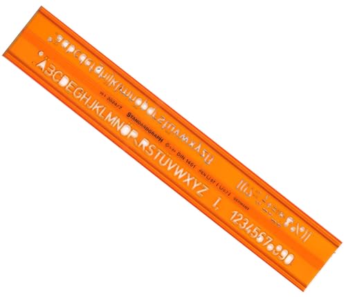 Graphoplex Trace Schablone ISO-Buchstaben, 8 mm, orange, transparent von Standardgraph