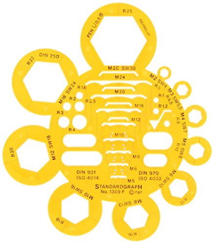 Standardgraph Schablone für Bolzen und Muttern von Graphoplex