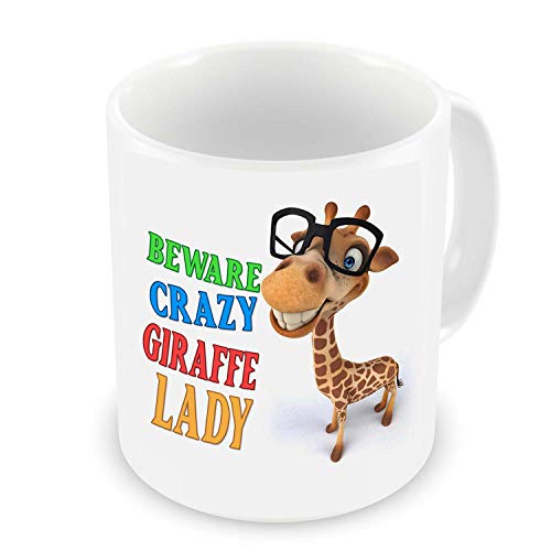 GrassVillage Crazy Giraffe Lady-Keramik-Tasse, weiß, lustig, Sarcasm, 325 ml von GrassVillage
